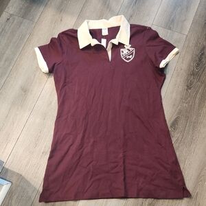 Pink Maroon Polo Dress with Cream Accents